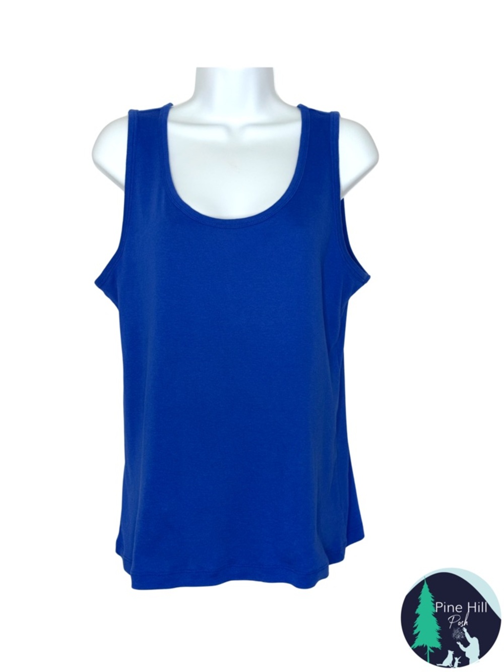 St John’s Bay Tank Top Royal Blue Sleeveless Cotton Basic Casual Size Large EUC